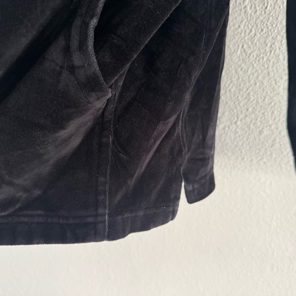 Y2K Velour Zip Up Hoodie Large Black Loungewear Cozy Athleisure Cotton Couture - Picture 5 of 12